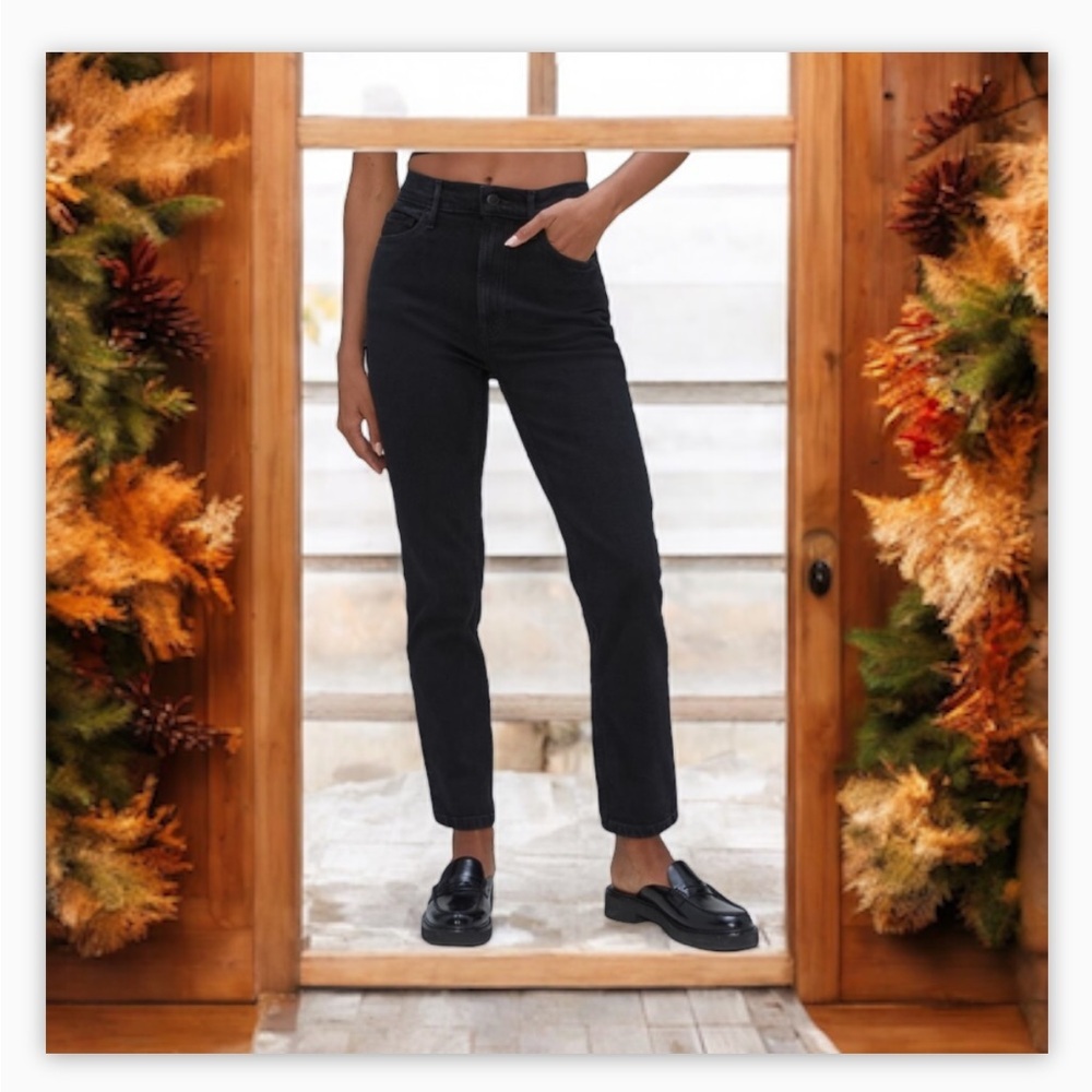 Everlane The Cheeky Jean Black Bone Stitch Ankle Length Straight 26